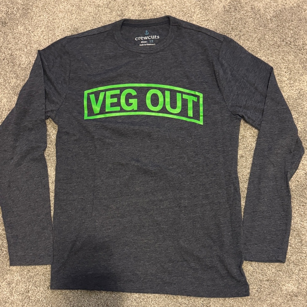 Crewcuts boys's Navy blue charcoal long sleeve Tee with Neon Green Graphic